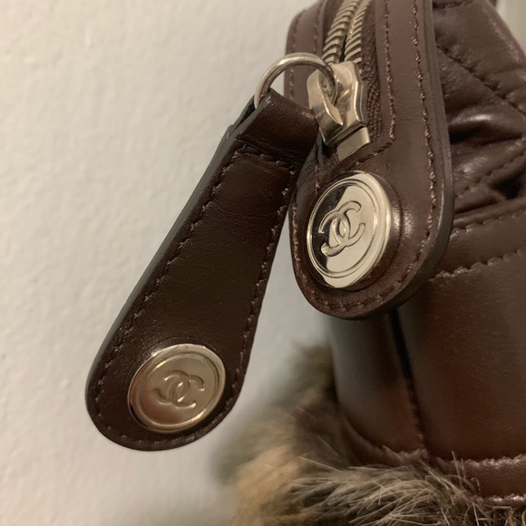 Chanel Brown Leather With Faux Fur Tote - Picture 3 of 9
